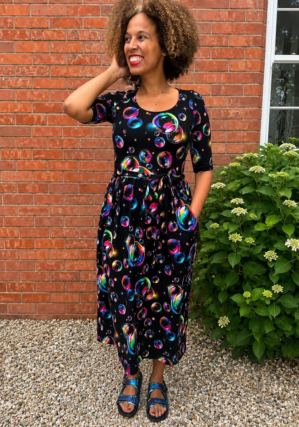 Klaudia Bubbles Print Cotton Midi Dress I Popsy Clothing