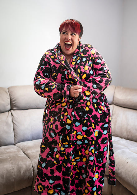 chinese dress ladies Pink Animal Print Fleece Dressing Gown – Popsy Clothing