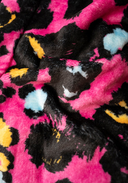 pink animal print dressing gown Womens/Ladies Hooded Pink Leopard Print Fleece Winter Dressing  Universal  Textiles