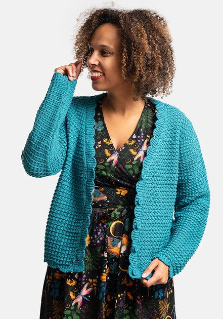 Tickled Teal Women's Lightweight Open Front Cardigan – Long Sleeve Knit Sweater - View #4
