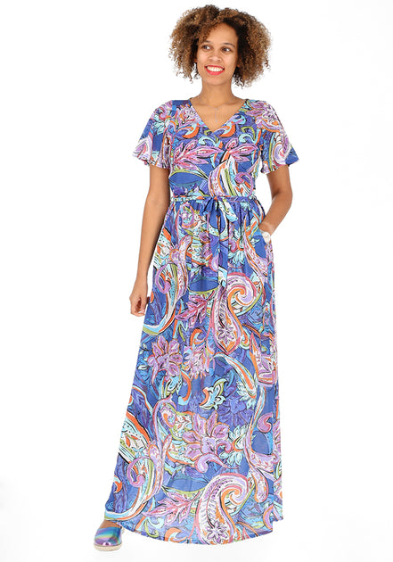 Zyla Painted Paisley Print Cheesecloth Maxi Dress – Popsy Clothing