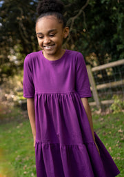 Children's Plain Grape Cotton Dress (Dara)