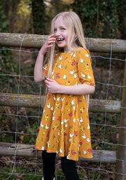 Children's Gaggle Of Geese Print Cotton Dress (Talia)