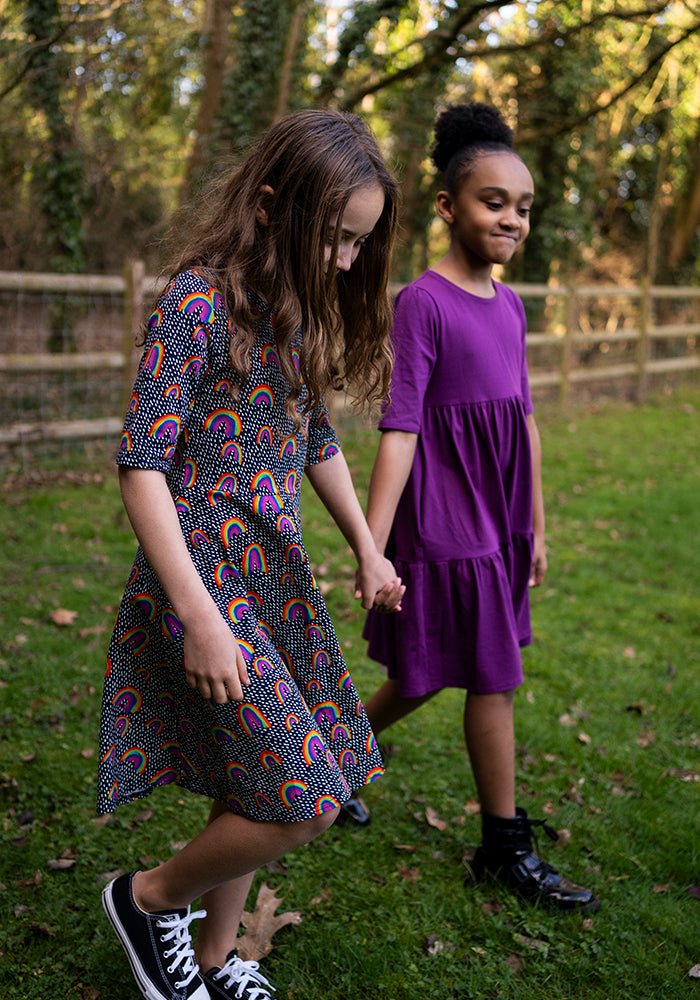 Children's Plain Grape Cotton Dress (Dara)