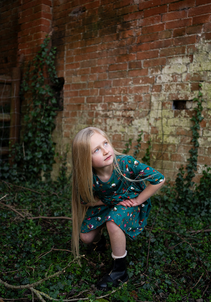 Children's Gnomes Print Cotton Dress (Belita)