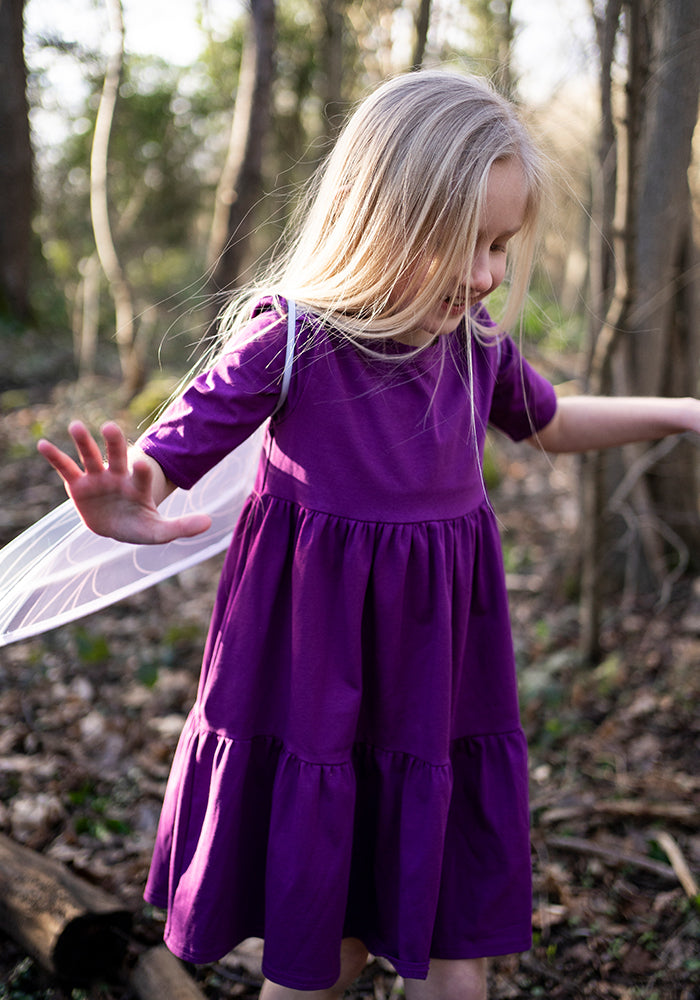 Children's Plain Grape Cotton Dress (Dara)