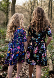 Children's Midnight Botanical Print Dress (Vespa)