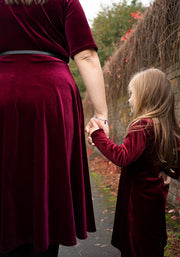 Children's Wine Velvet Dress (Elfin)