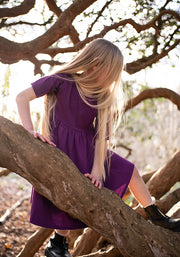 Children's Plain Grape Cotton Dress (Dara)