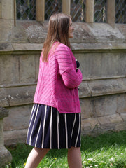 Pink Diagonal Pointelle Cardigan