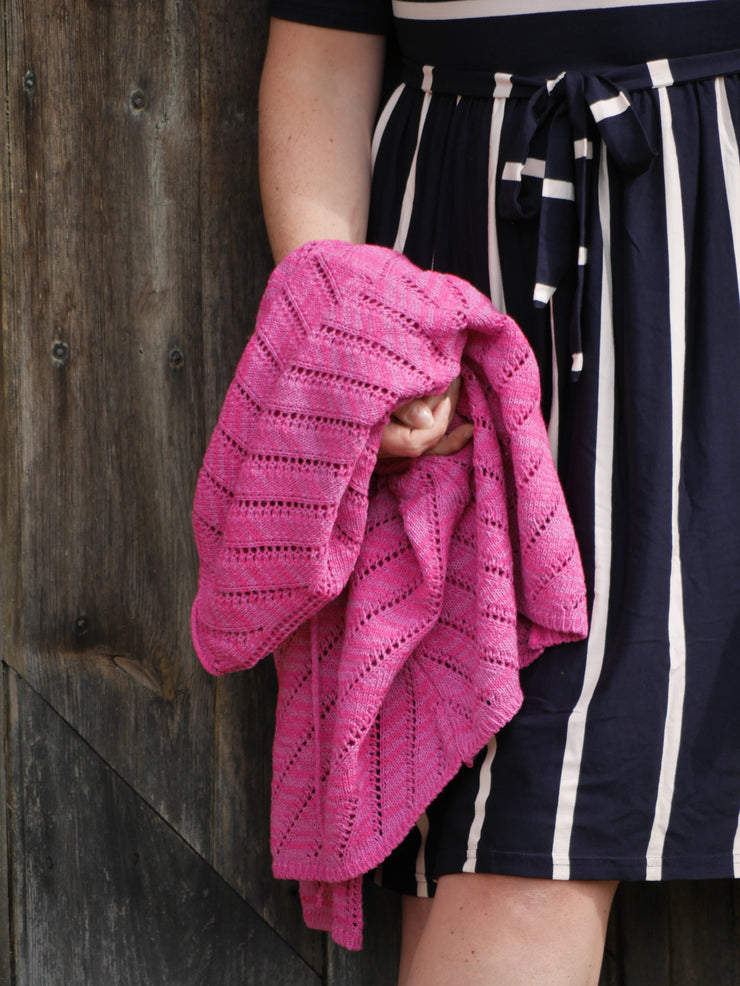 Pink Diagonal Pointelle Cardigan