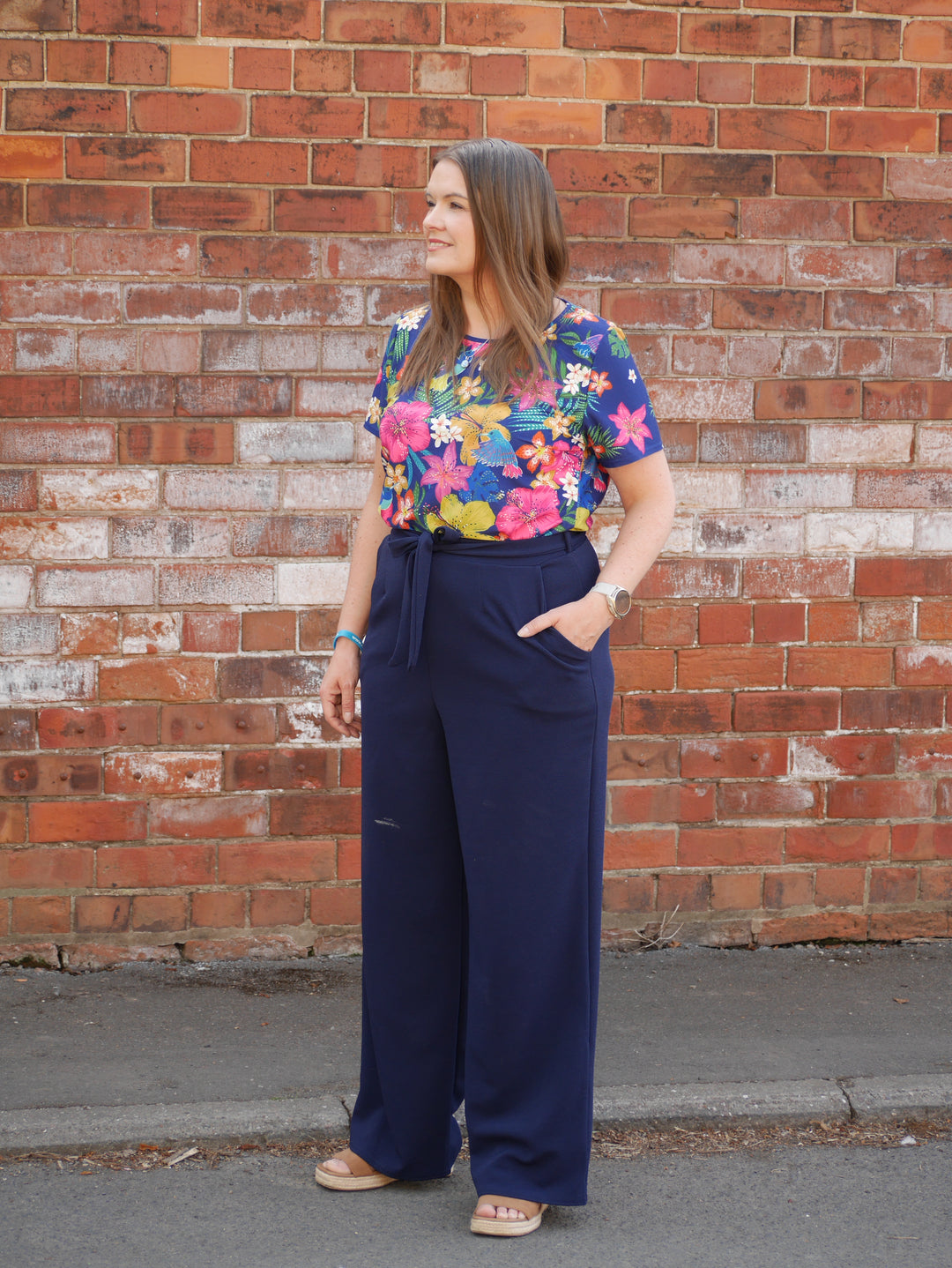 Seventh angle of Trisha Navy Popsy Trousers