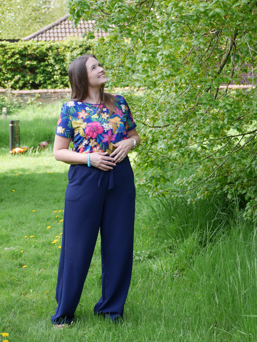 Fifth angle of Trisha Navy Popsy Trousers