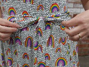 Revel Summer Rainbow Print Cotton Midi Dress
