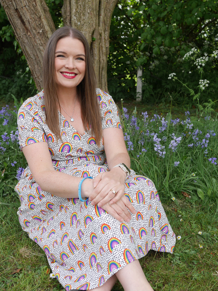 Ninth angle of Revel Summer Rainbow Print Cotton Midi Dress