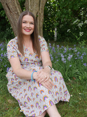 Revel Summer Rainbow Print Cotton Midi Dress