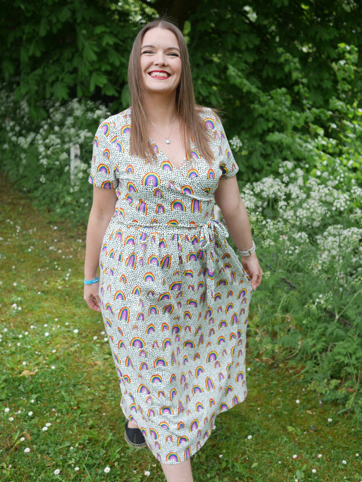 Revel Summer Rainbow Print Cotton Midi Dress
