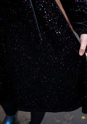 Hollyanne Black & Multicoloured Sparkle Velvet Trapeze Dress