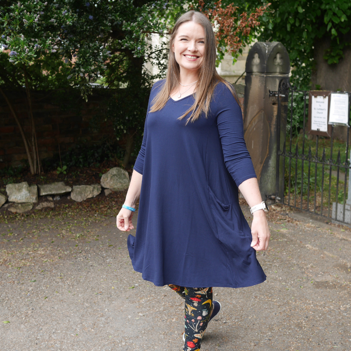 Fourth angle of Pippa Navy Viscose A-Line Tunic