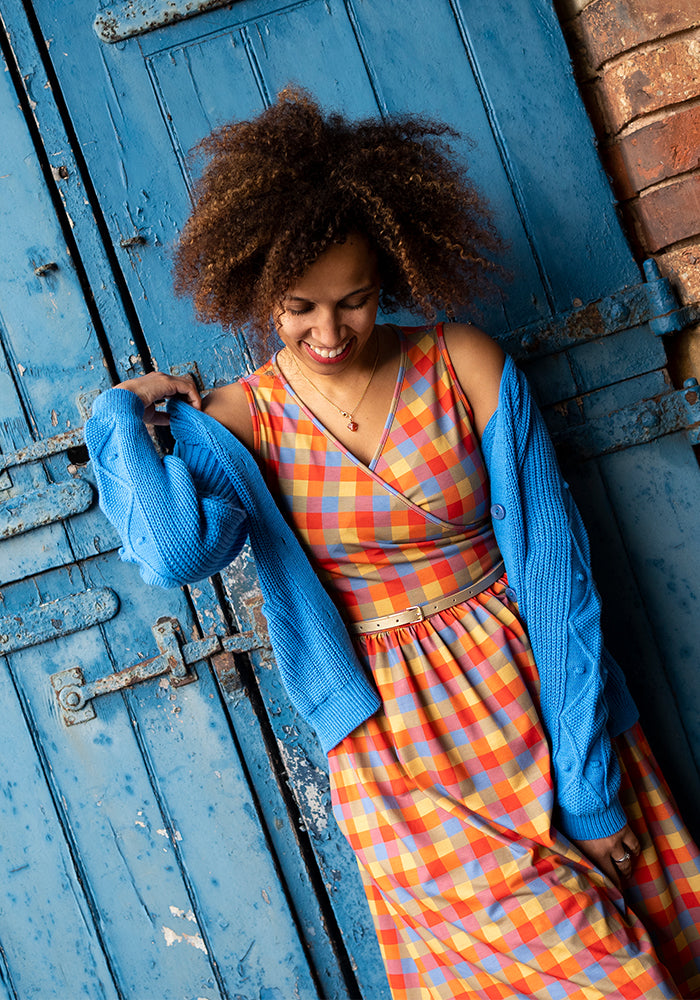 Fifth angle of Blue Cable Sleeve Cardigan