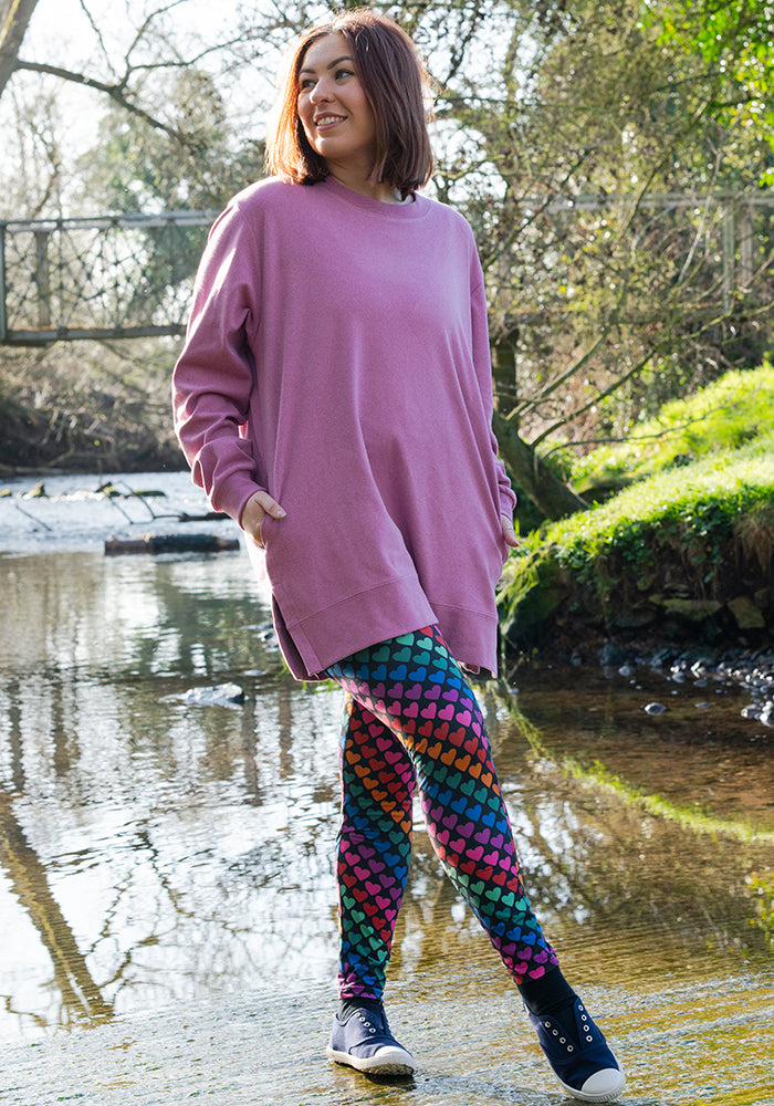 Third angle of Heath Heart Conversational Print Popsy Leggings