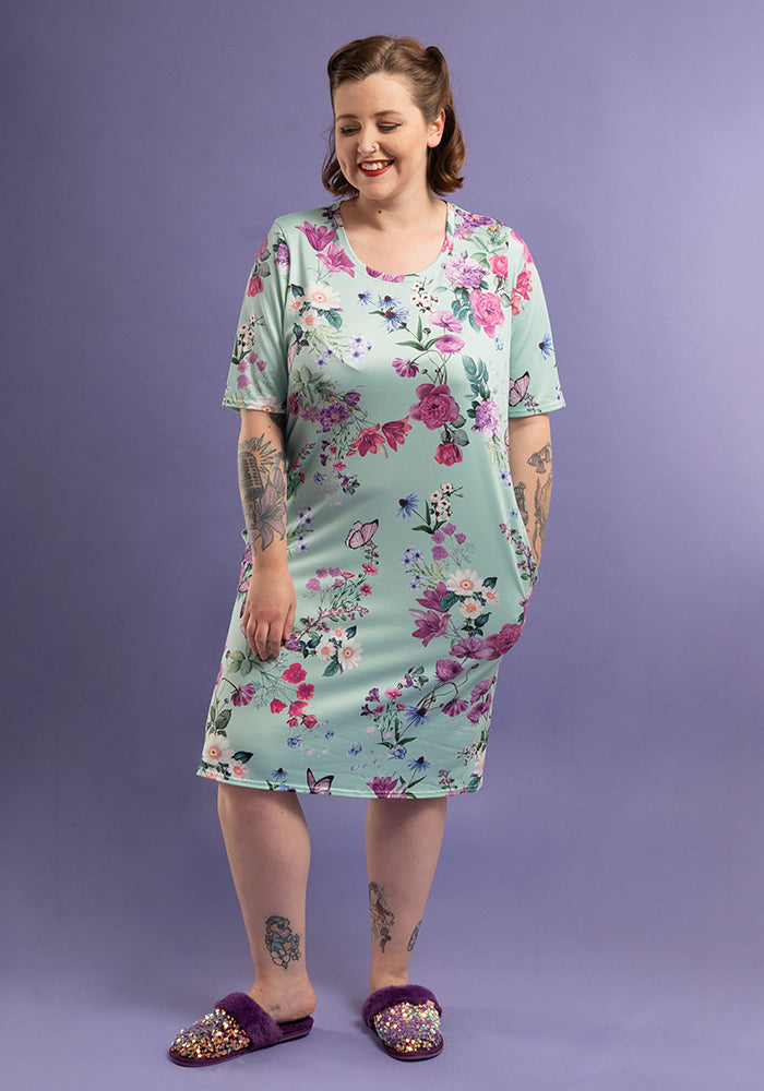 Carina Floral Butterflies Print Nightshirt
