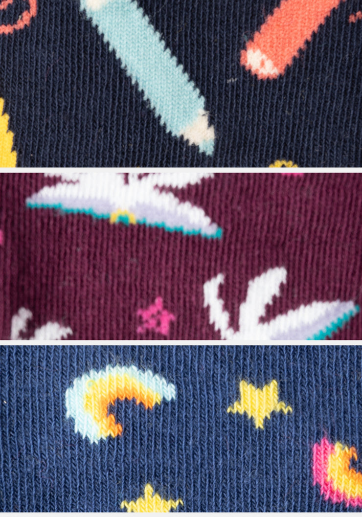 3 Pack Pages, Rainbow & Pencil Knit Socks
