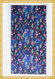 Navy Mermaid Print Jumbo Bath Sheet