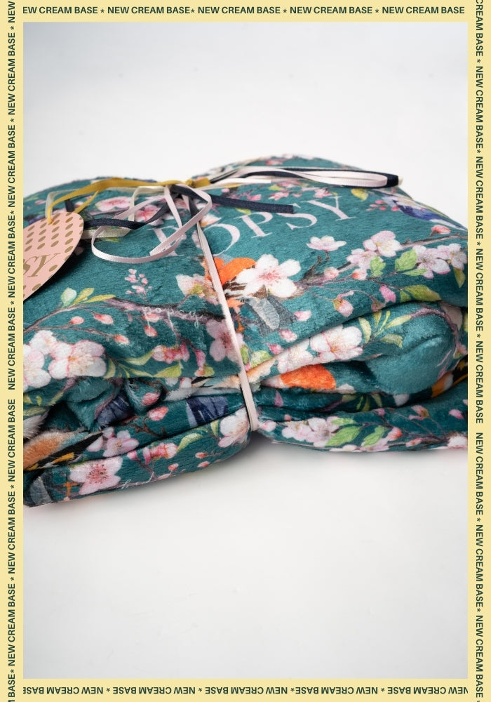 Fourth angle of Pop-under Blossom Birds Print Plush Blanket