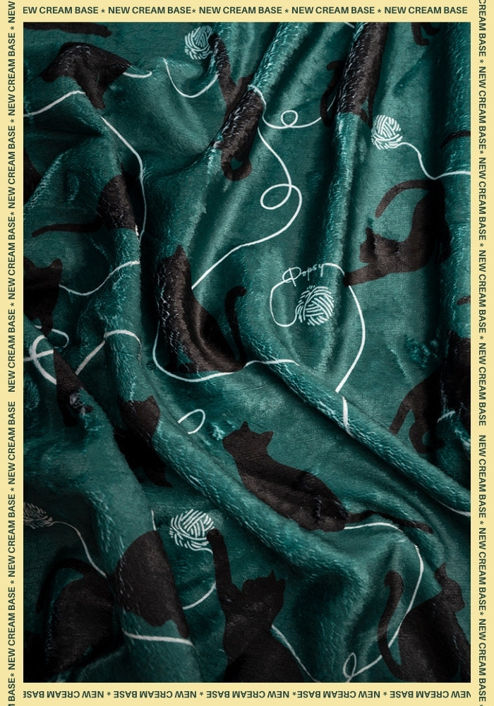 Second angle of Pop-under Playful Cats Print Plush Blanket