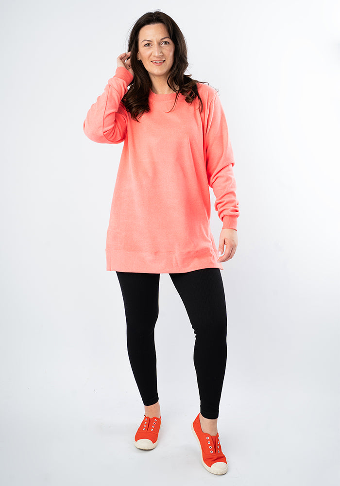 Second angle of Coral Longline Popsy Sweatshirt