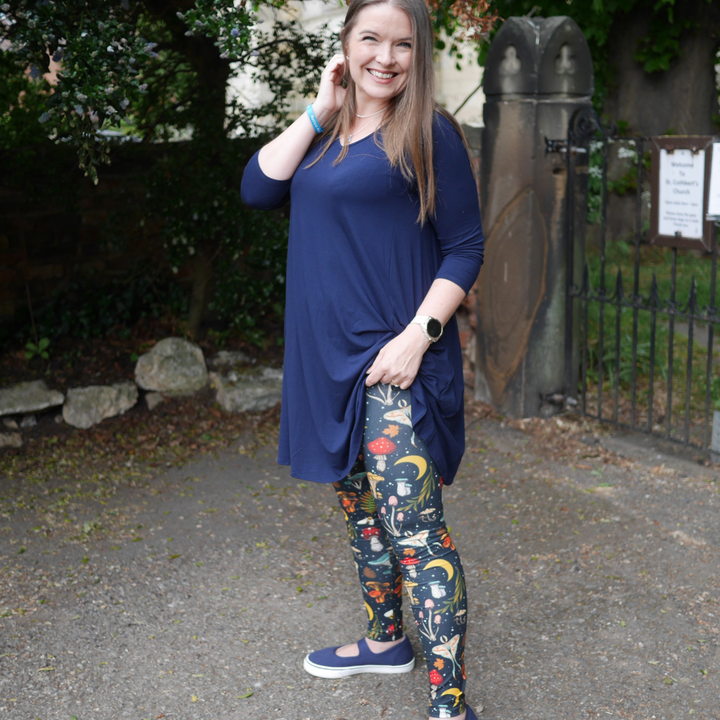 Ninth angle of Rene Woodland Mushroom Print Popsy Leggings
