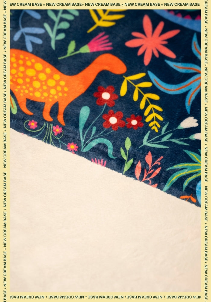 Third angle of Teal Dinosaur Print Plush Throw Blanket (Pop-Under)