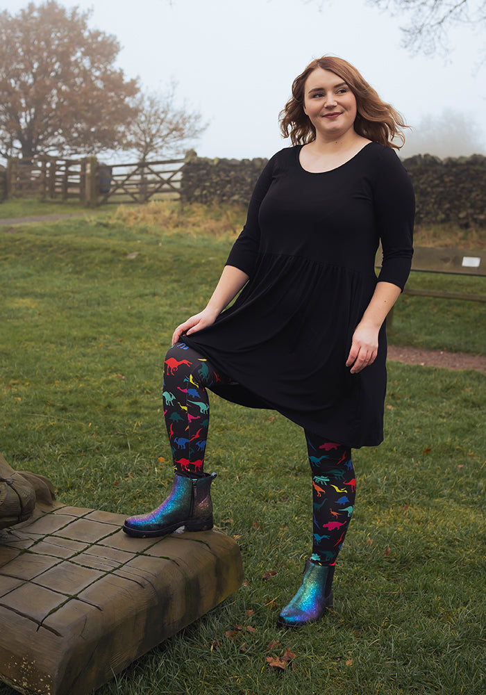 Riya Black Gathered Waist Tunic