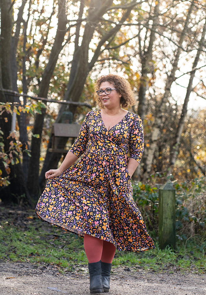 Lexie Ditsy Floral Print Tiered Hem Midi Dress