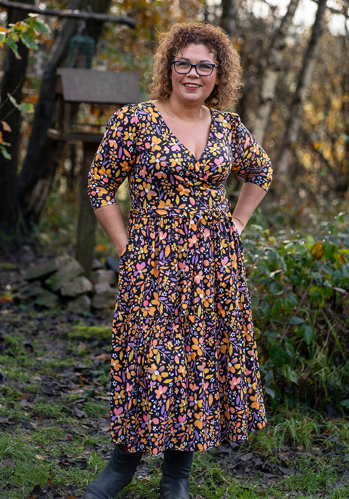 Lexie Ditsy Floral Print Tiered Hem Midi Dress
