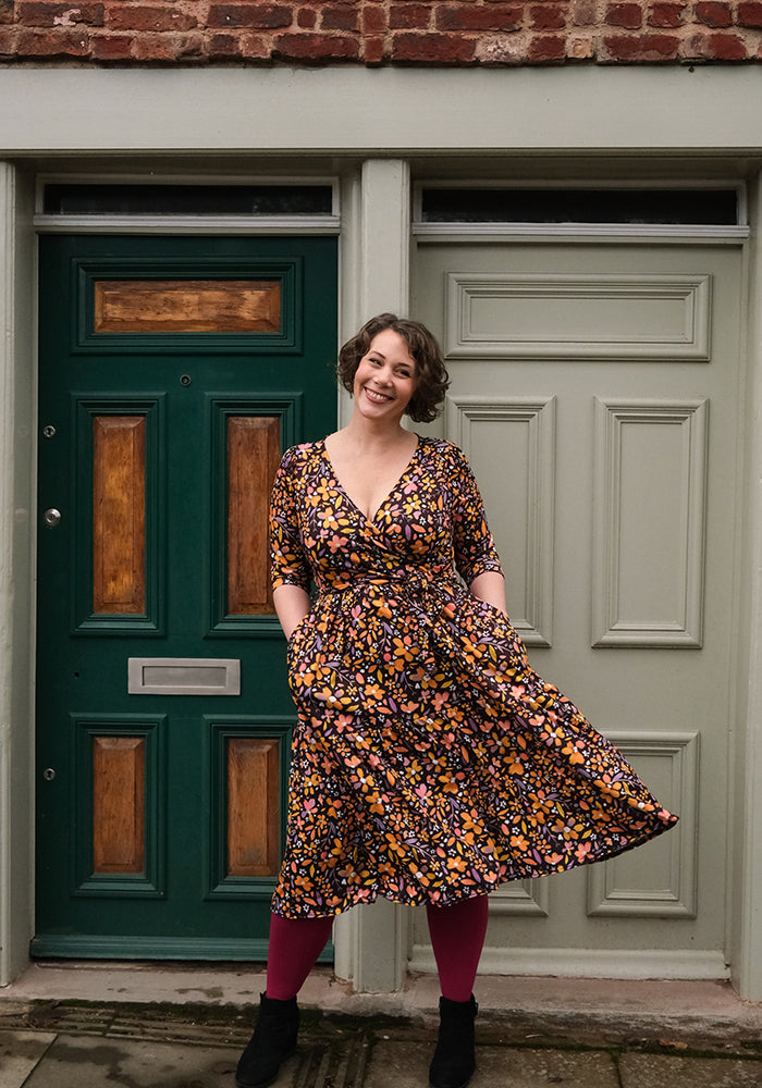 Lexie Ditsy Floral Print Tiered Hem Midi Dress