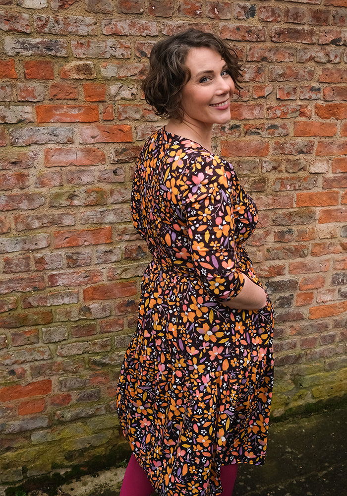 Lexie Ditsy Floral Print Tiered Hem Midi Dress