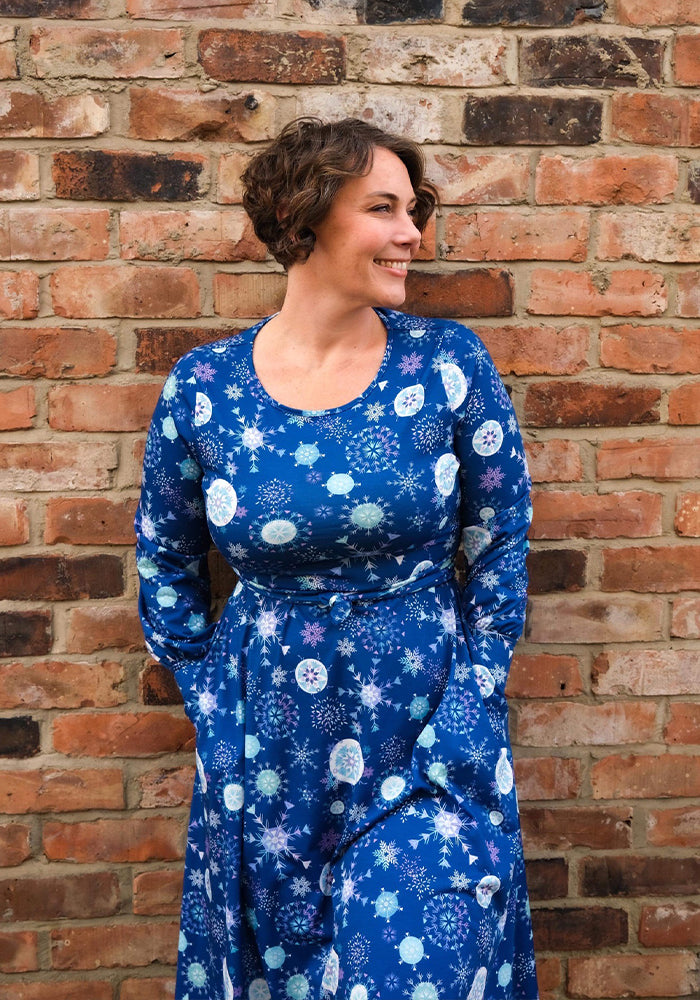 Frost Snowflakes Print Midi Dress