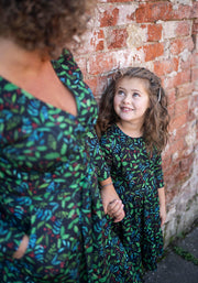 Children's Holly Print Dress (Evergreen)