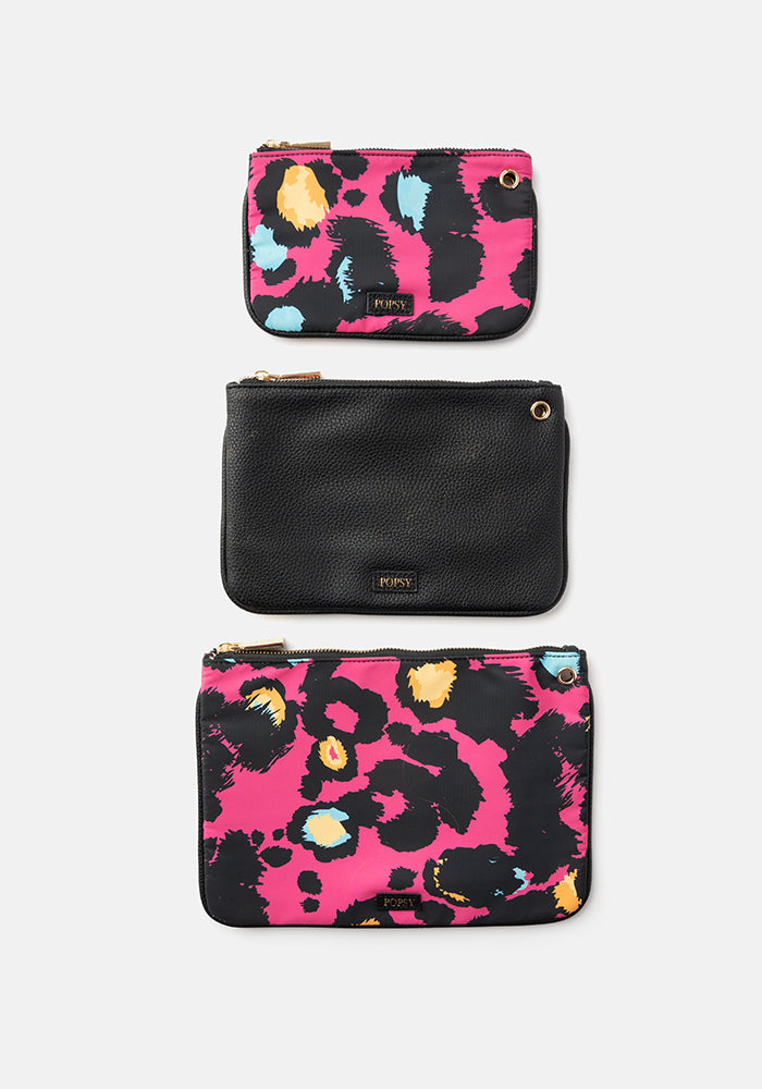 3 Piece Pink Animal Print Multi Use Bags