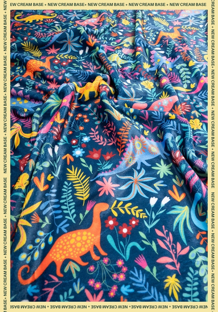Second angle of Teal Dinosaur Print Plush Throw Blanket (Pop-Under)