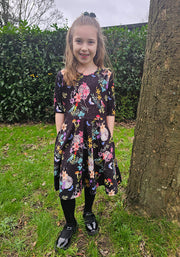 Children's Midnight Botanical Print Dress (Vespa)