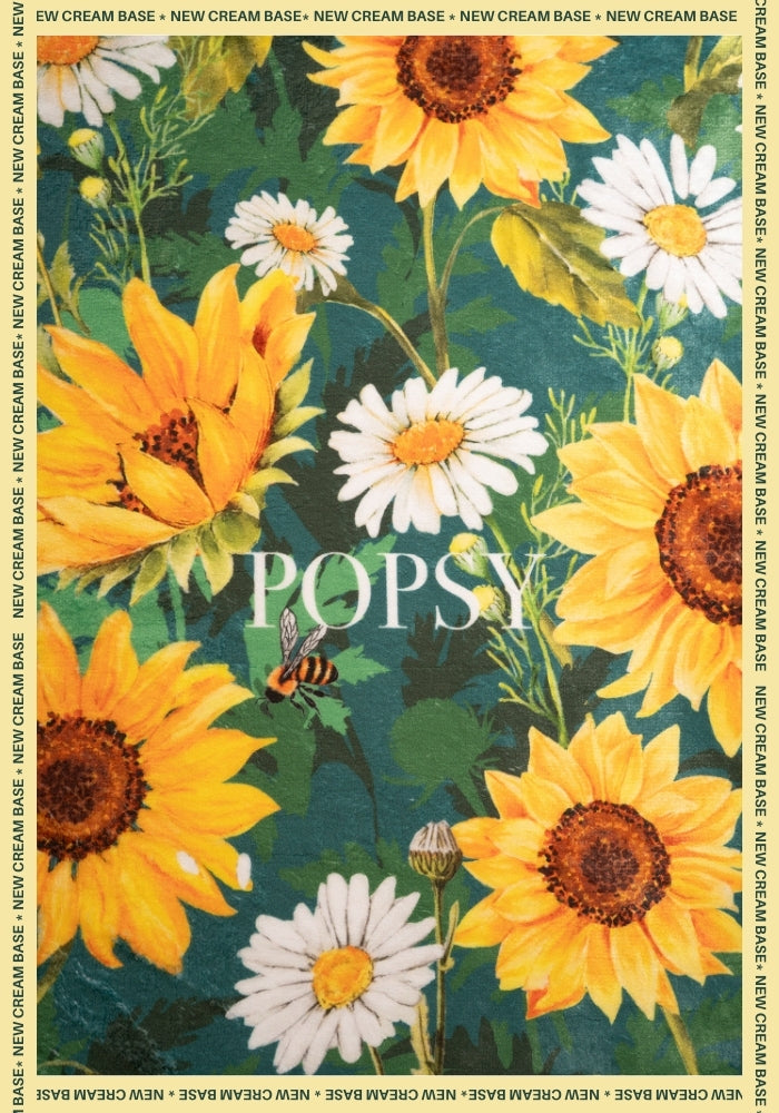 Second angle of Pop-under Sunflower &amp; Bee Border Print Plush Blanket