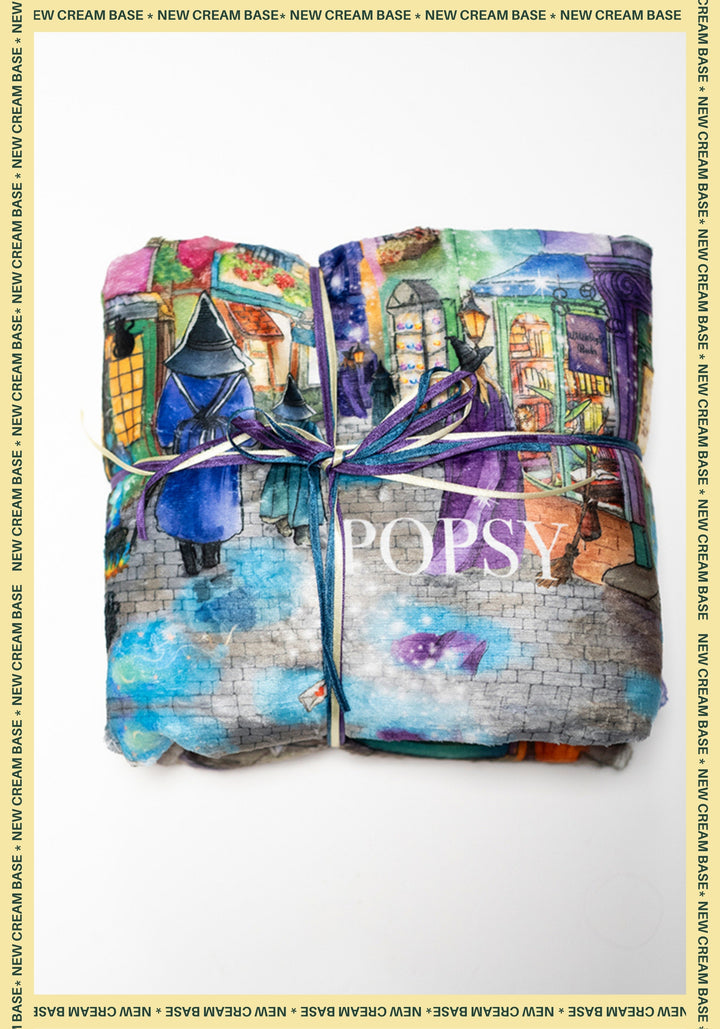 Front view of Pop-under Magical Street Print Plush Blanket