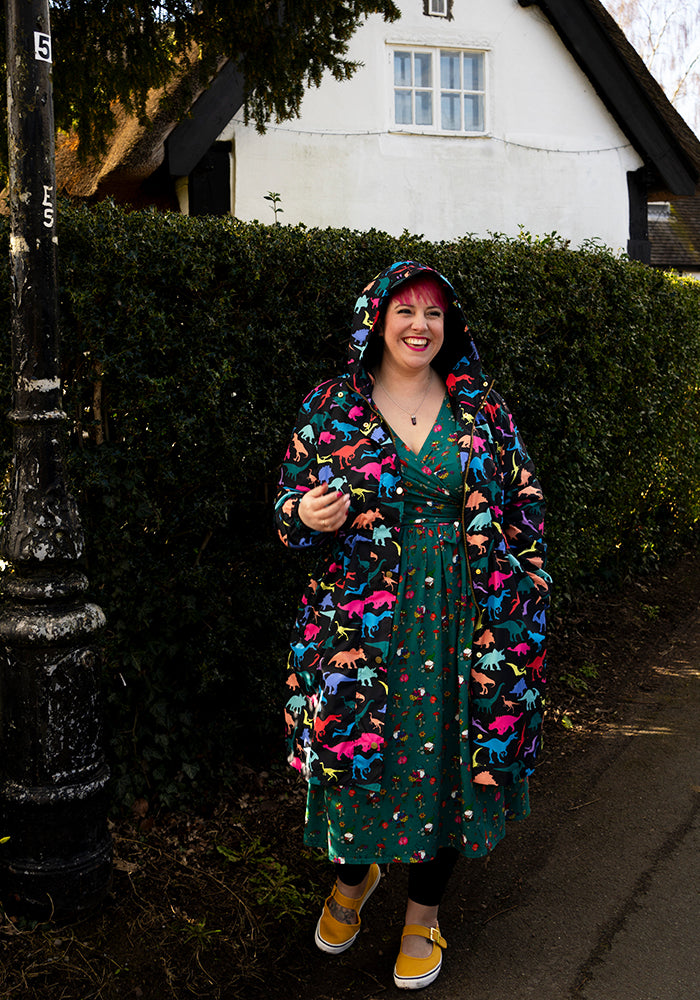 Third angle of Dinosaur Print Popsy Coat