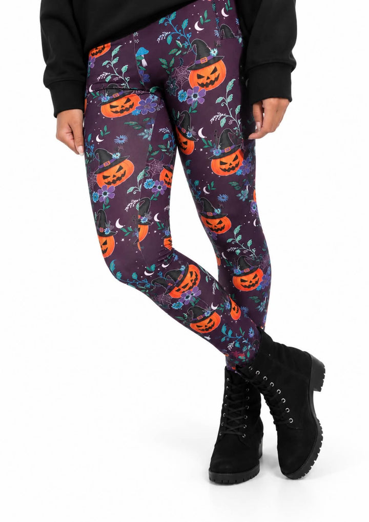 Heath Witchy Pumpkins Print Leggings
