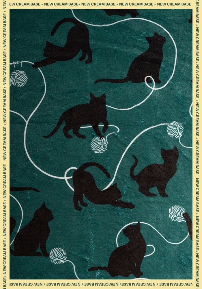 Fifth angle of Pop-under Playful Cats Print Plush Blanket
