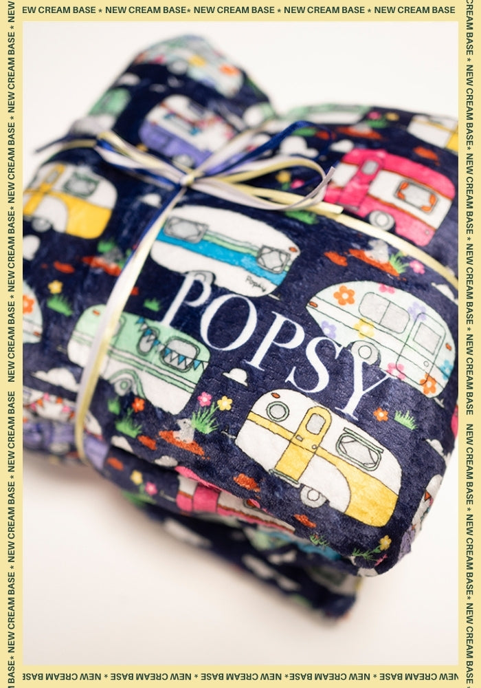 Seventh angle of Caravan Print Pop-under Plush Blanket