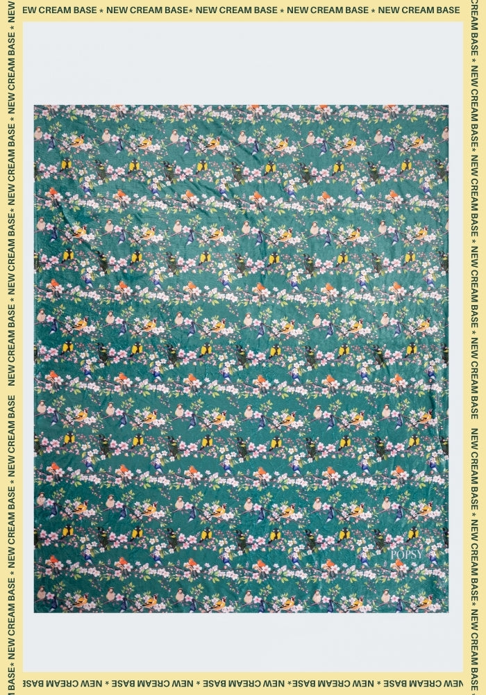 Seventh angle of Pop-under Blossom Birds Print Plush Blanket